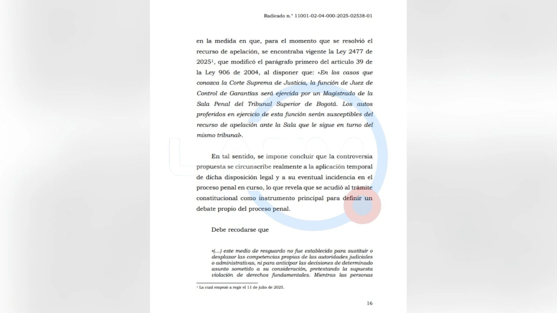 En vigencia la Ley 2477 de 2025.