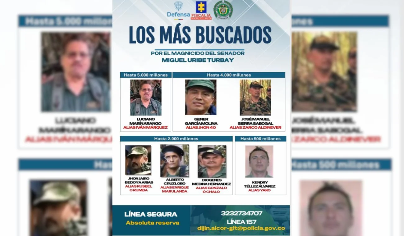 Responsables del homicidio del senador y precandidato presidencial Miguel Uribe Turbay. 