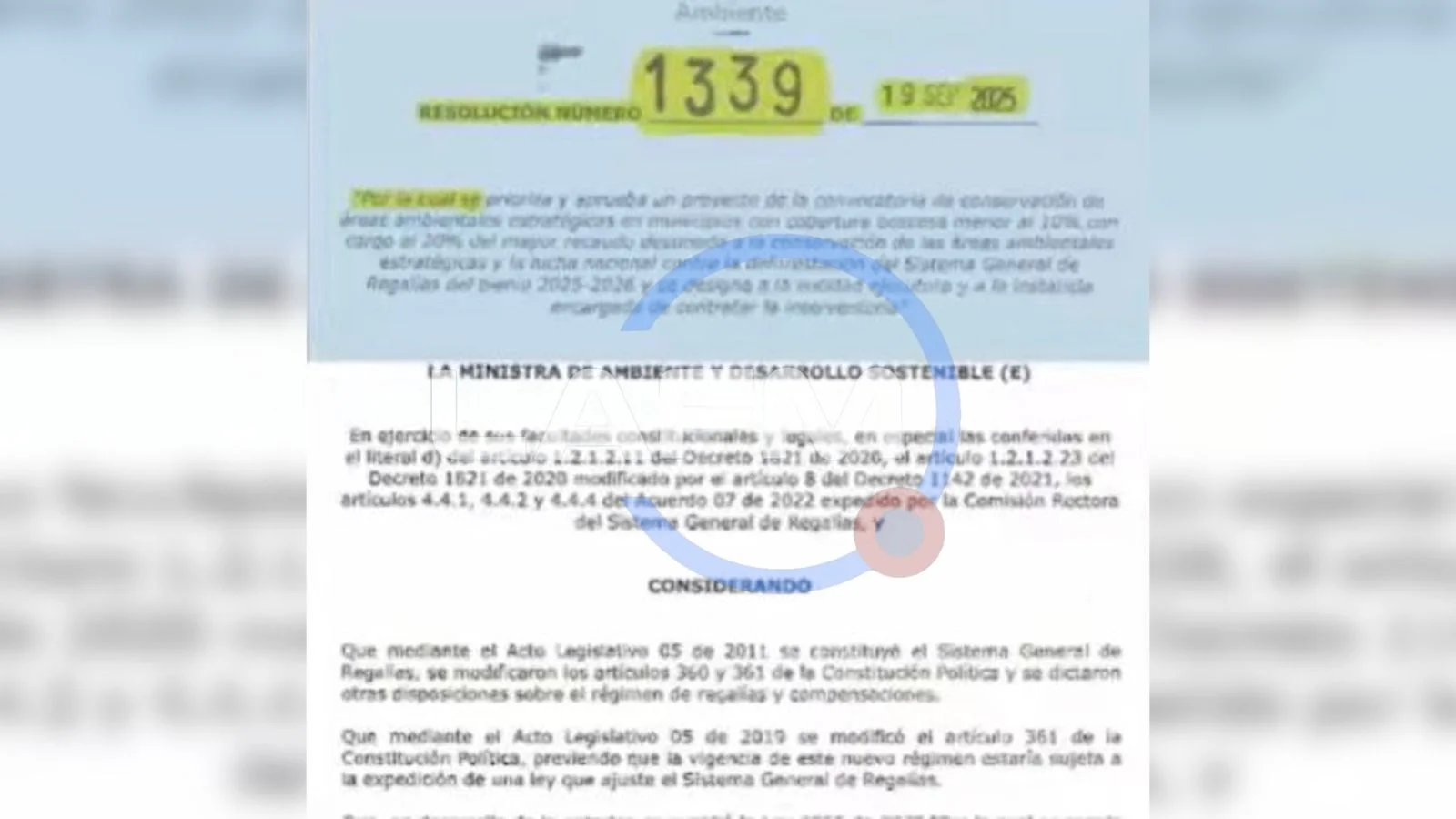 Resolución Ministerio de Ambiente 