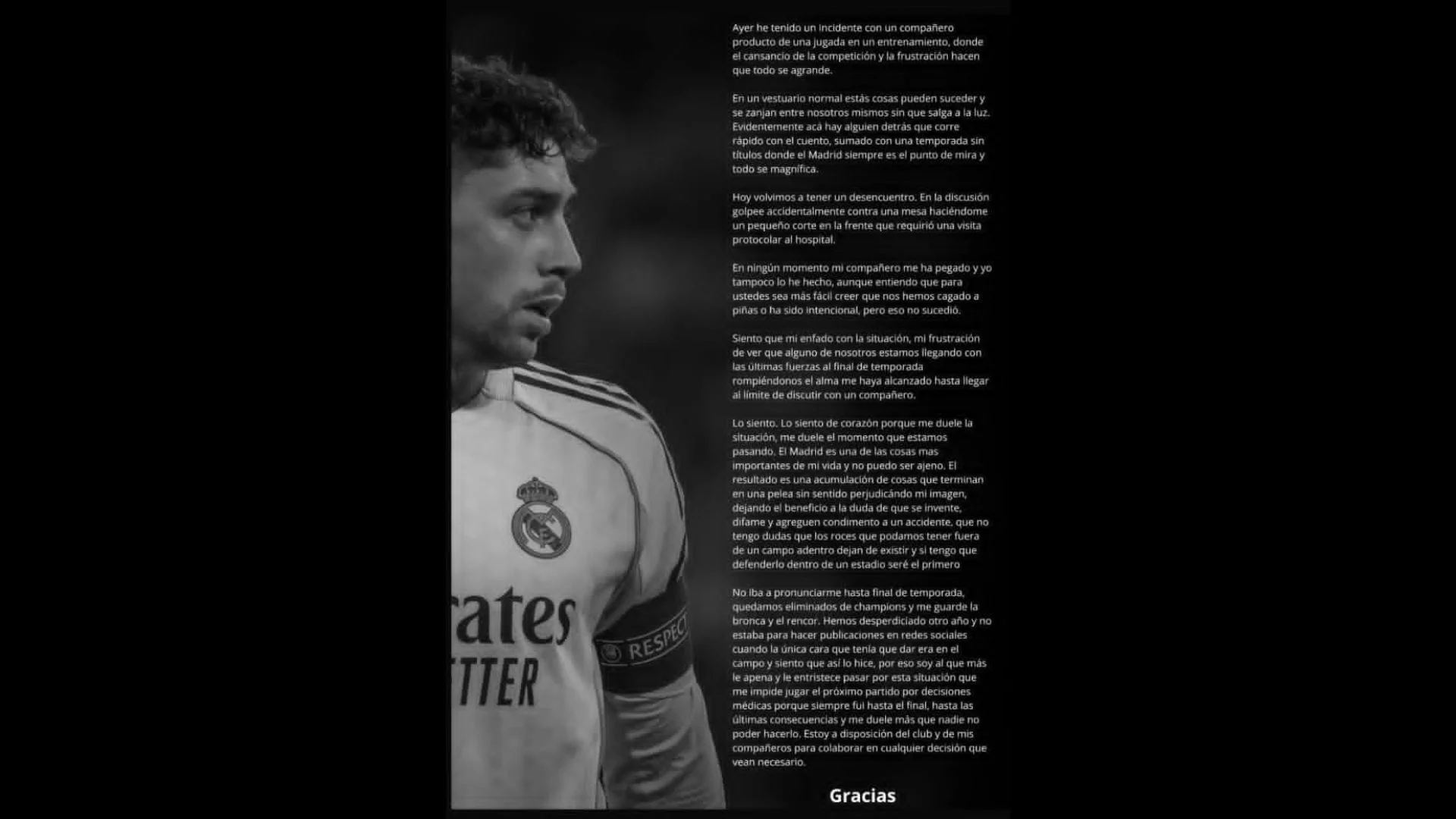 El mediocampista publicó un comunicado tras lo emitido por el club.
